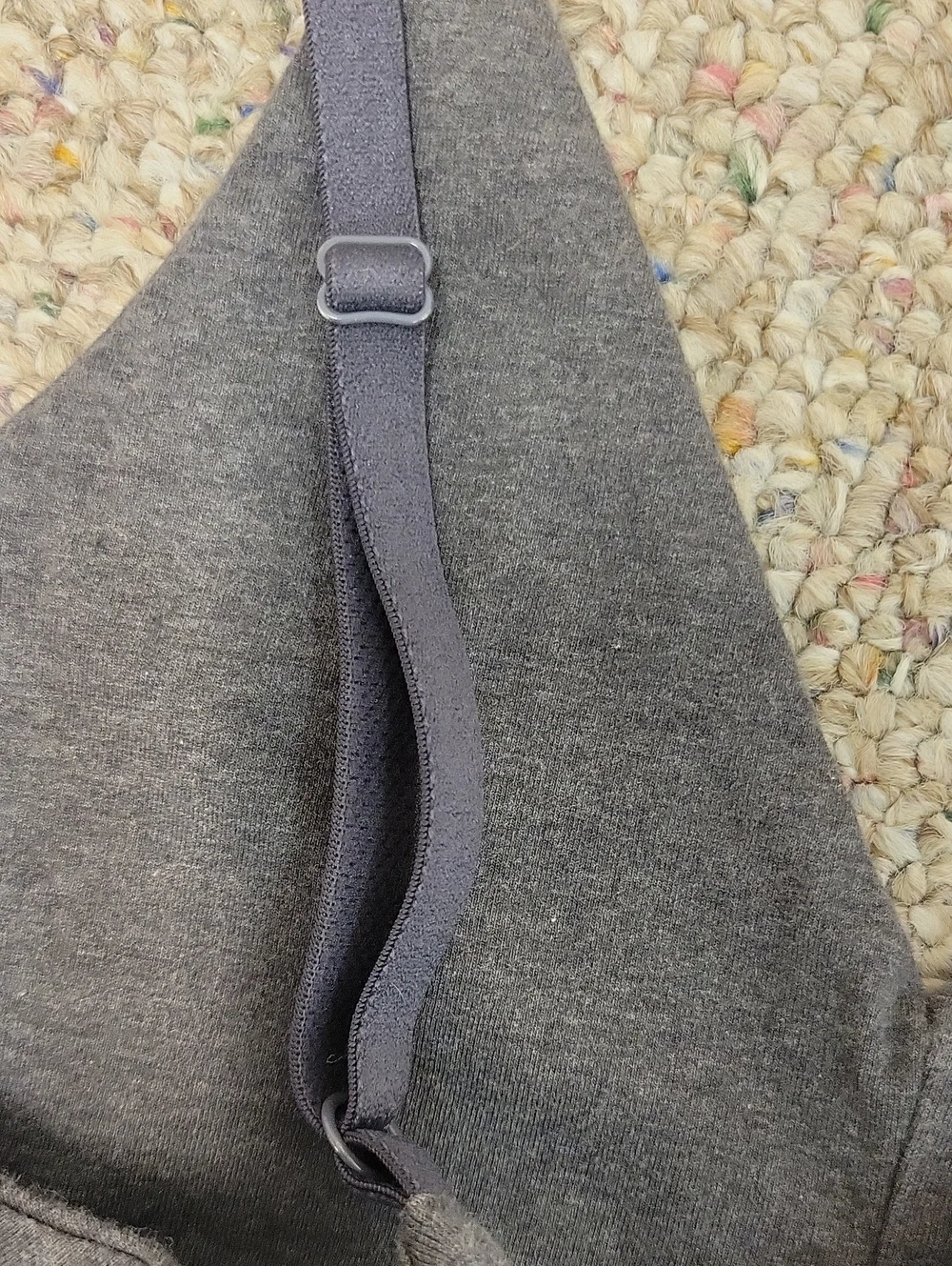 Pact Soft Triangle Bralette in Charcoal Grey. Medium Gorpcore Organic Cotton - Picture 5 of 5